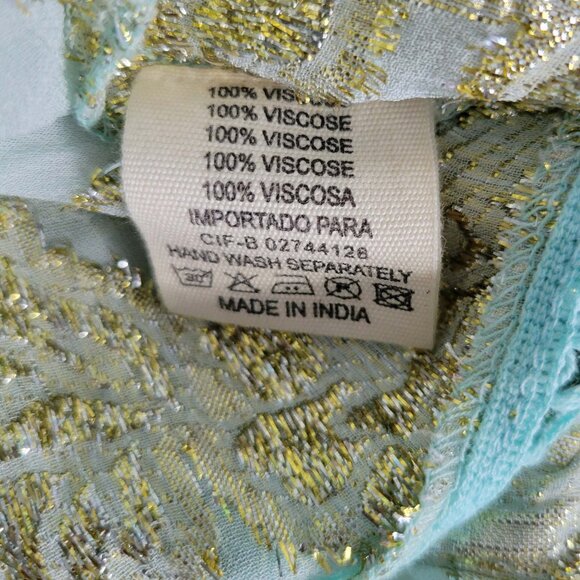 Boho Madrid Size S Short Sleeve Lurex Floral Mini Ombre Dress - Picture 14 of 14